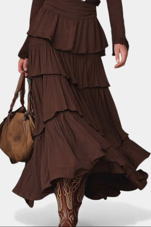 Hinda Midi Retro Ruffled Dress