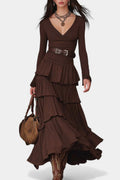Hinda Midi Retro Ruffled Dress