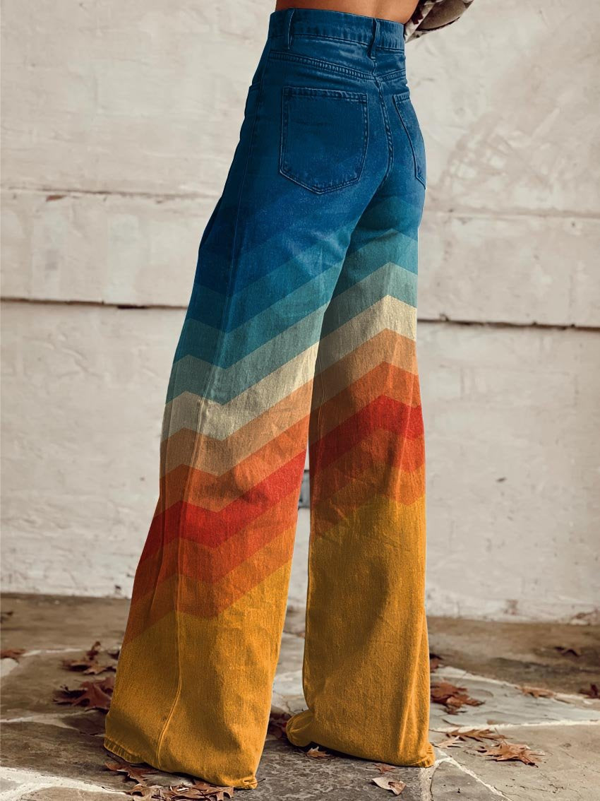 Jodie | Sunset Chevron Wide-Leg Pants
