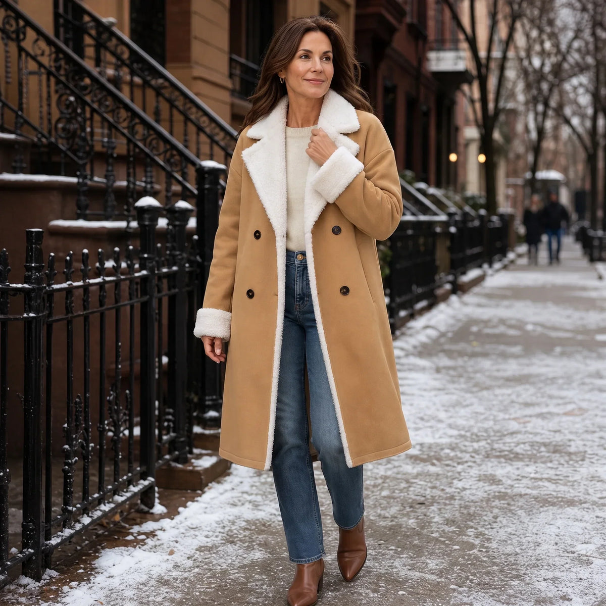 Everleigh – Camel Sherpa-Lined-Look Winter Coat
