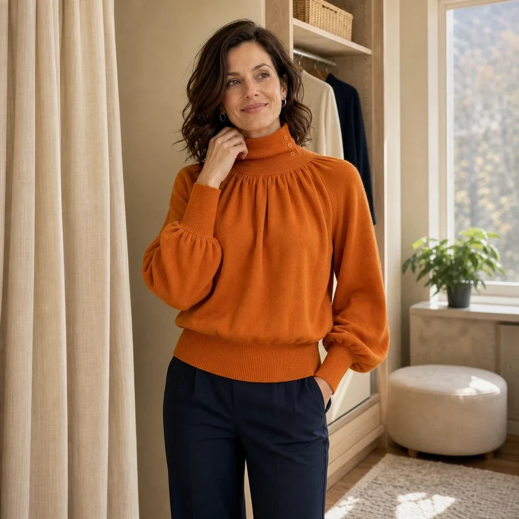 Pleata – Pleated Shoulder Lantern Sleeve Sweater