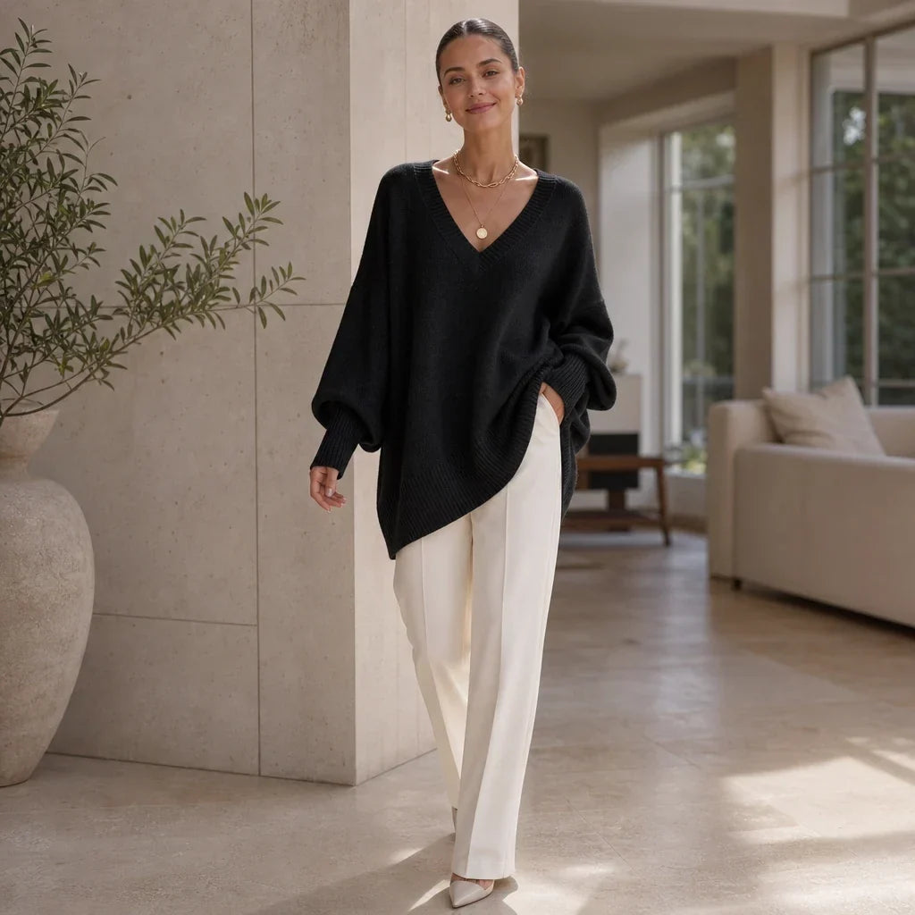 Mayfield – Oversized V-Neck Knit Sweater