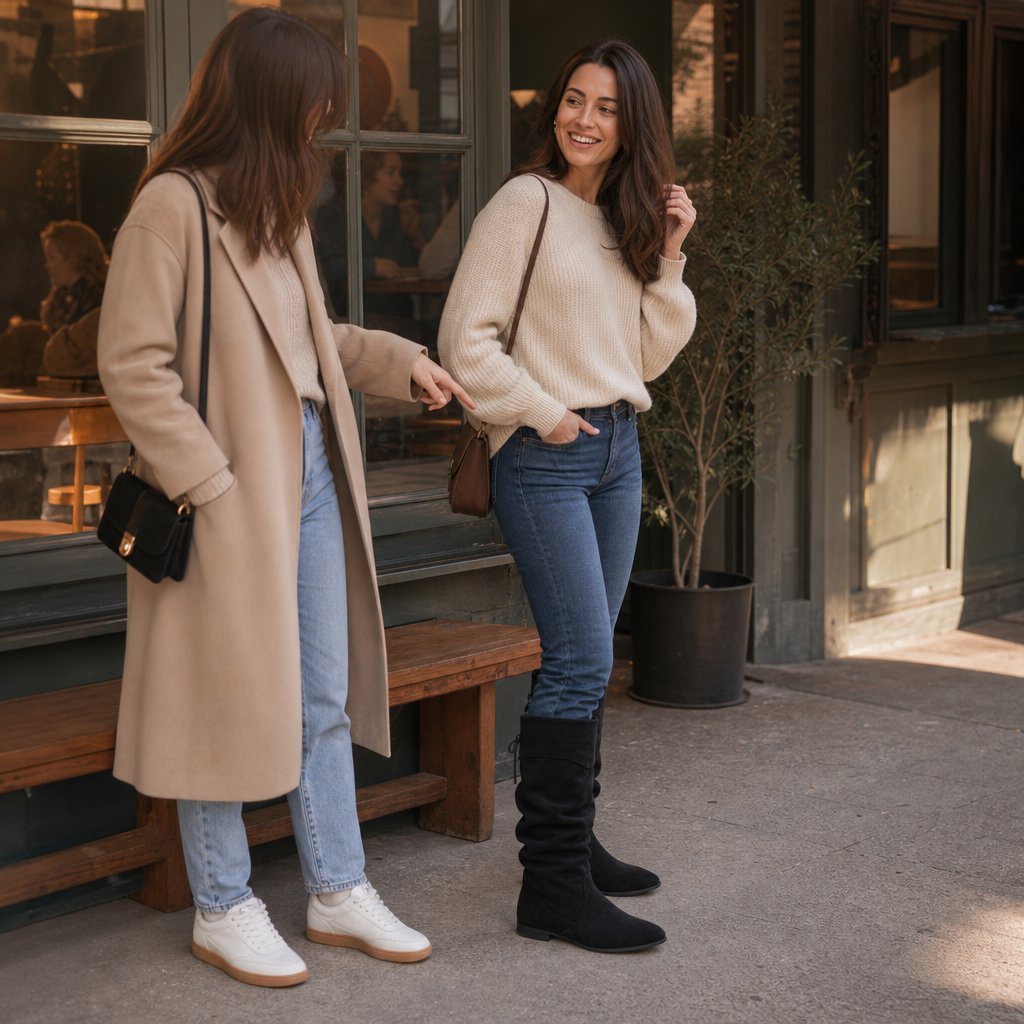 Slouch & Stroll – Lace-Up Slouchy Mid-Calf Boots
