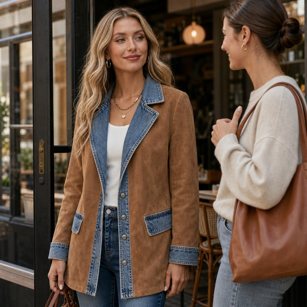 Westline – Trim Faux-Suede Western Jacket