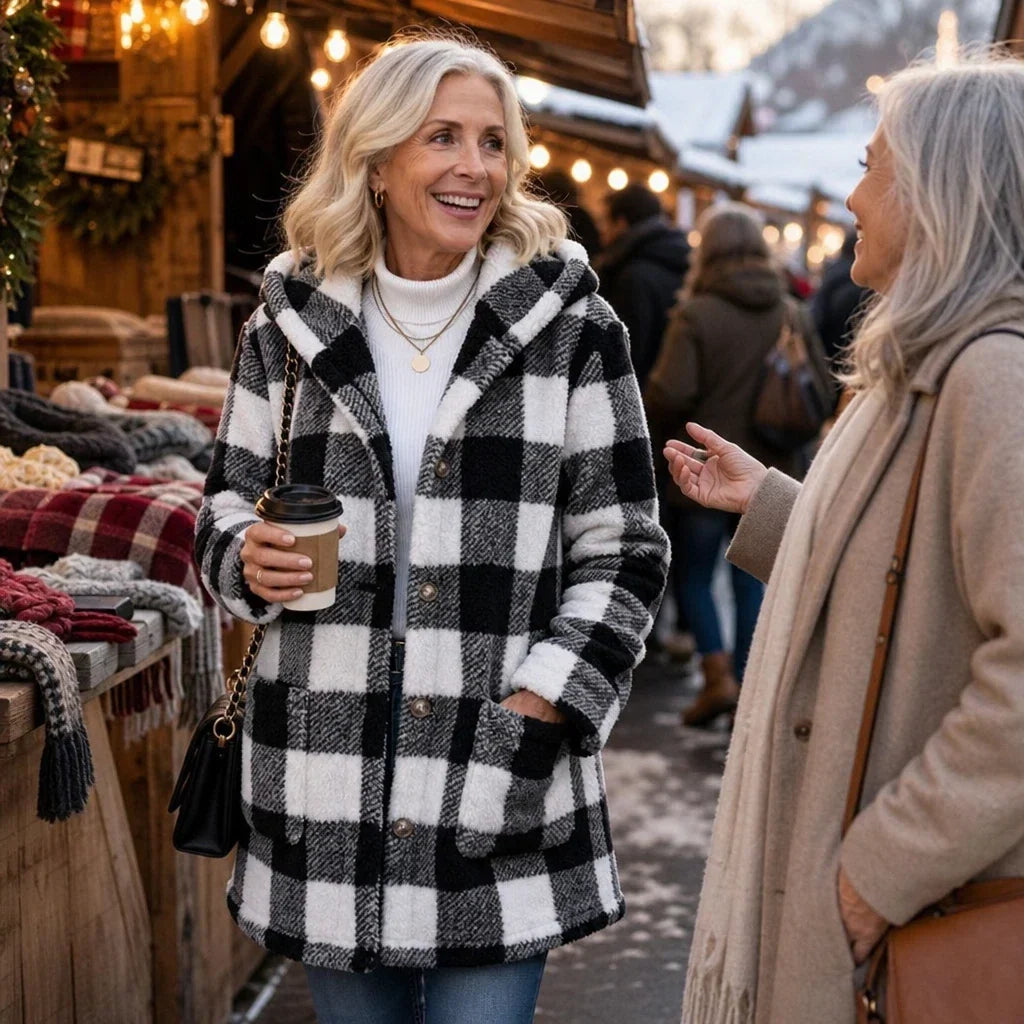 PlaidHaven – Buffalo Plaid Hooded Fleece Coat