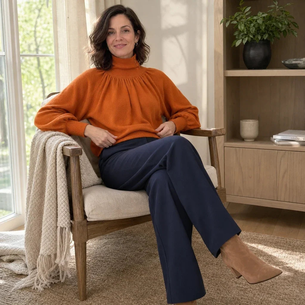 Pleata – Pleated Shoulder Lantern Sleeve Sweater