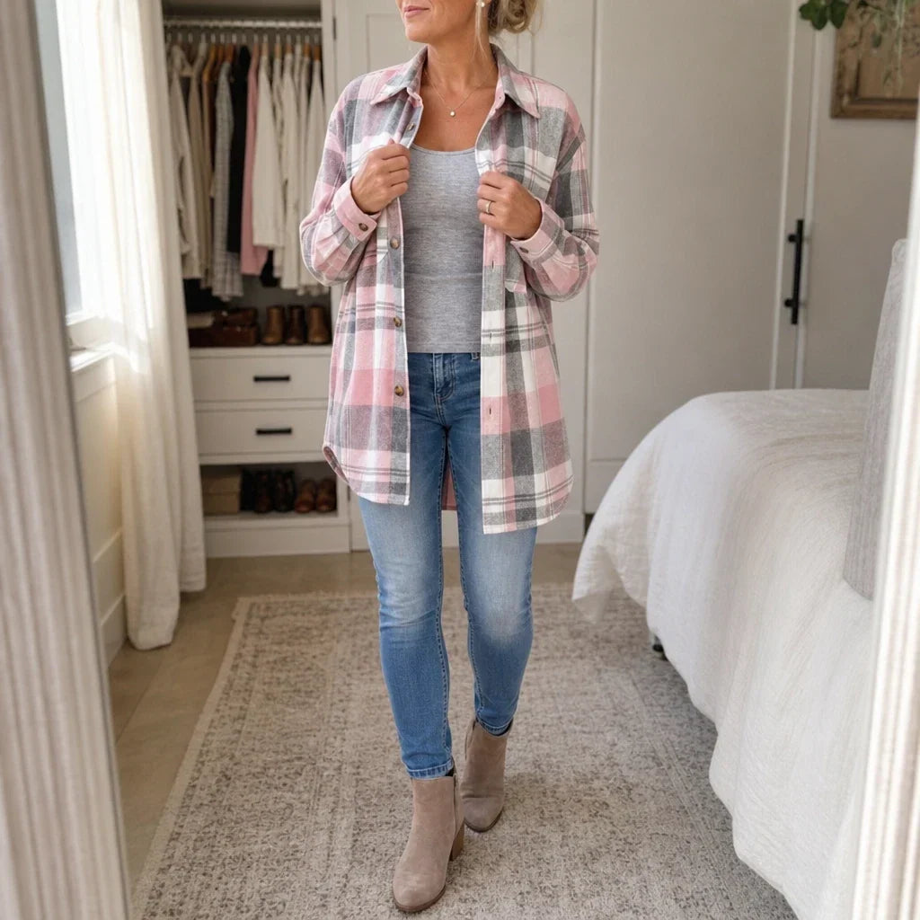 Plaidwell – Plaid Waist-Length Shirt Jacket