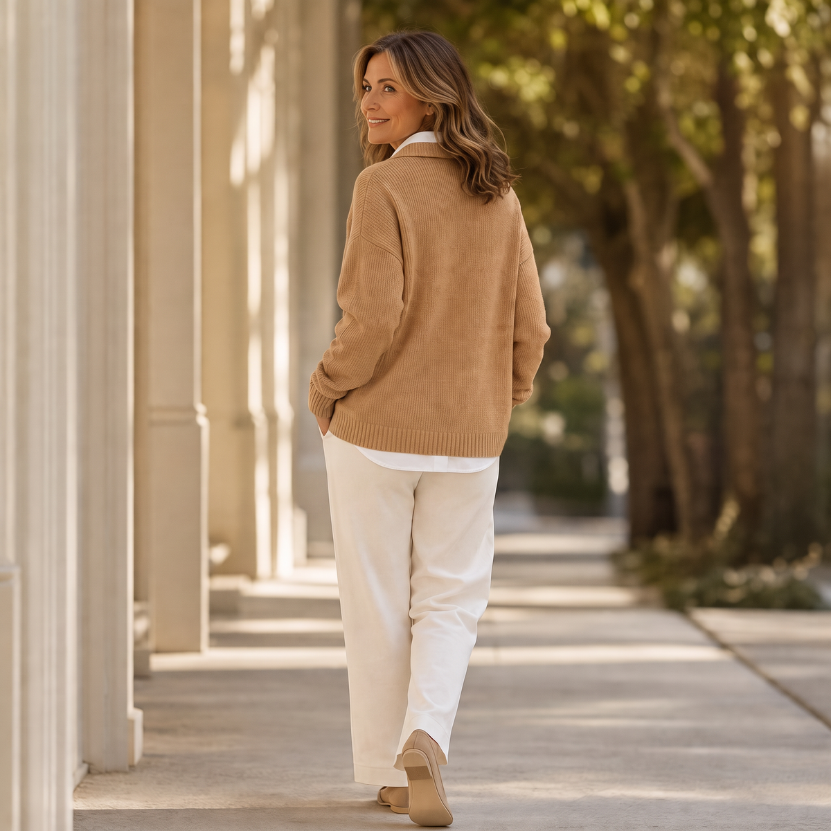 Erminia – Relaxed Polo-Collar Knit Sweater With Side Buttons