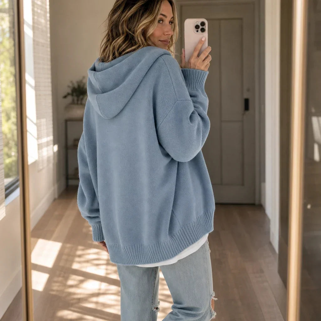 Easewell – Dropped-Shoulder Knit Hoodie