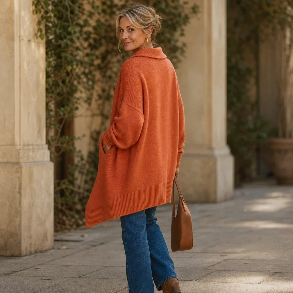 Draperlyn – Collared Open-Front Batwing Knit Cardigan