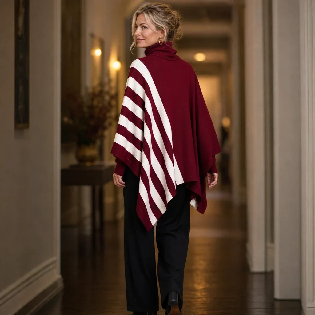 Striata – Asymmetric Striped Turtleneck Sweater