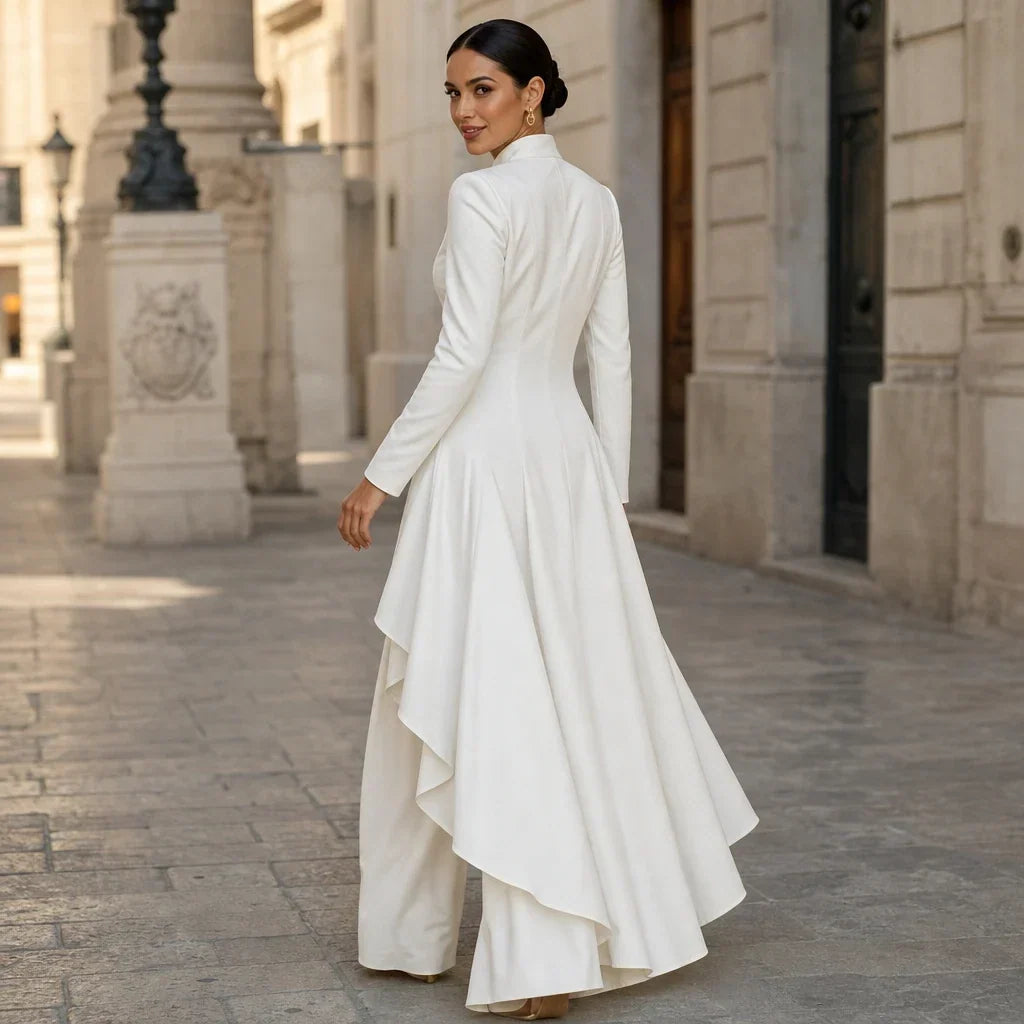 Vellora – Asymmetric Ruffled Tunic And Wide-Leg Pants Set