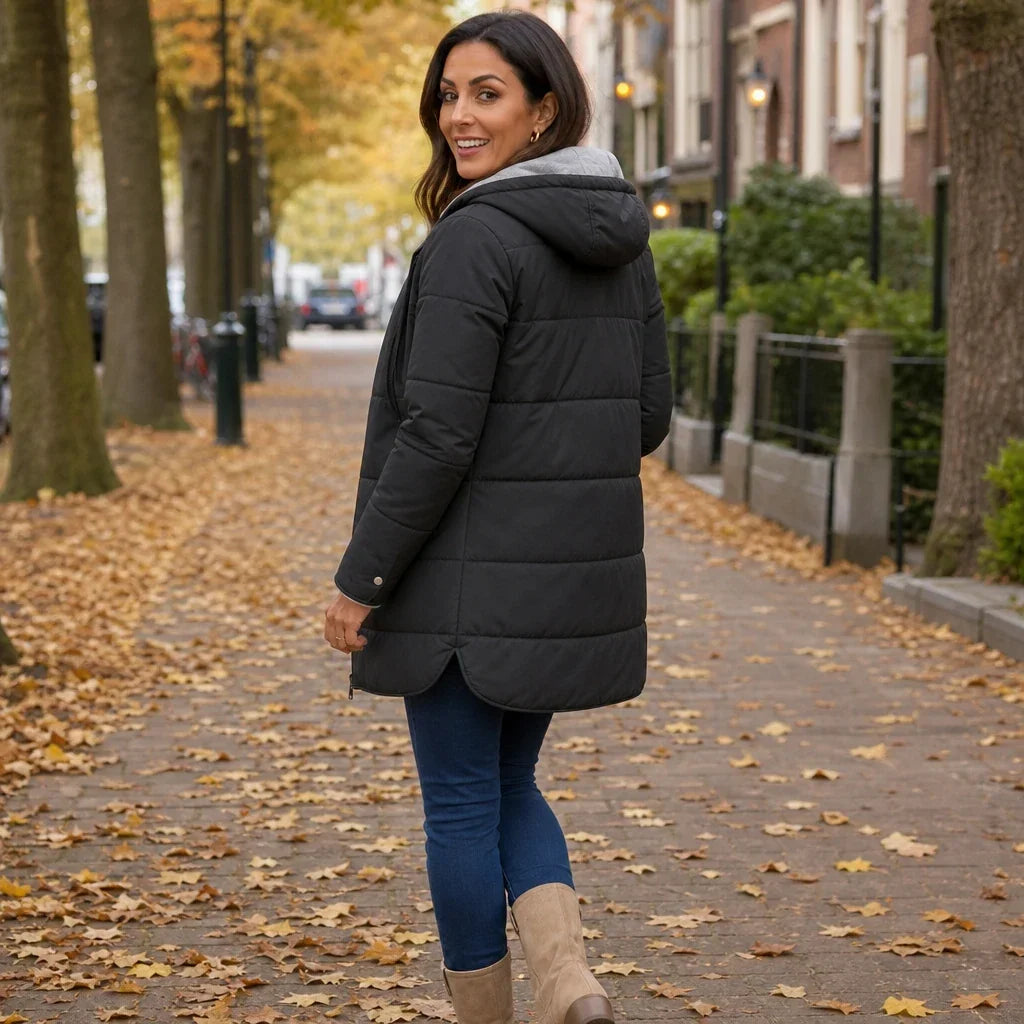 Vellora – Long Quilted Hooded Winter Coat