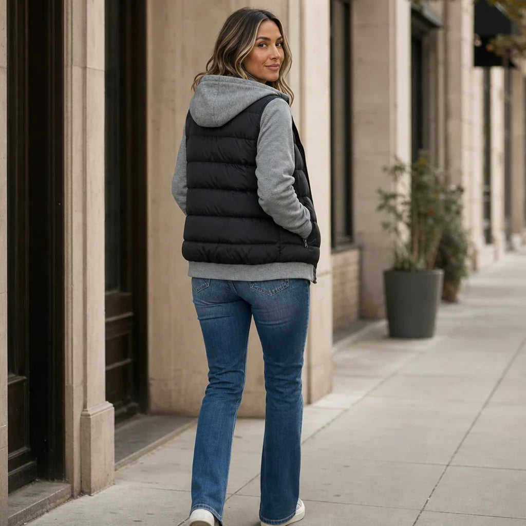 Layerelle – Quilted Panel Hooded Knit Jacket