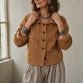 Suedelle – Suede-Feel Relaxed Button-Front Jacket