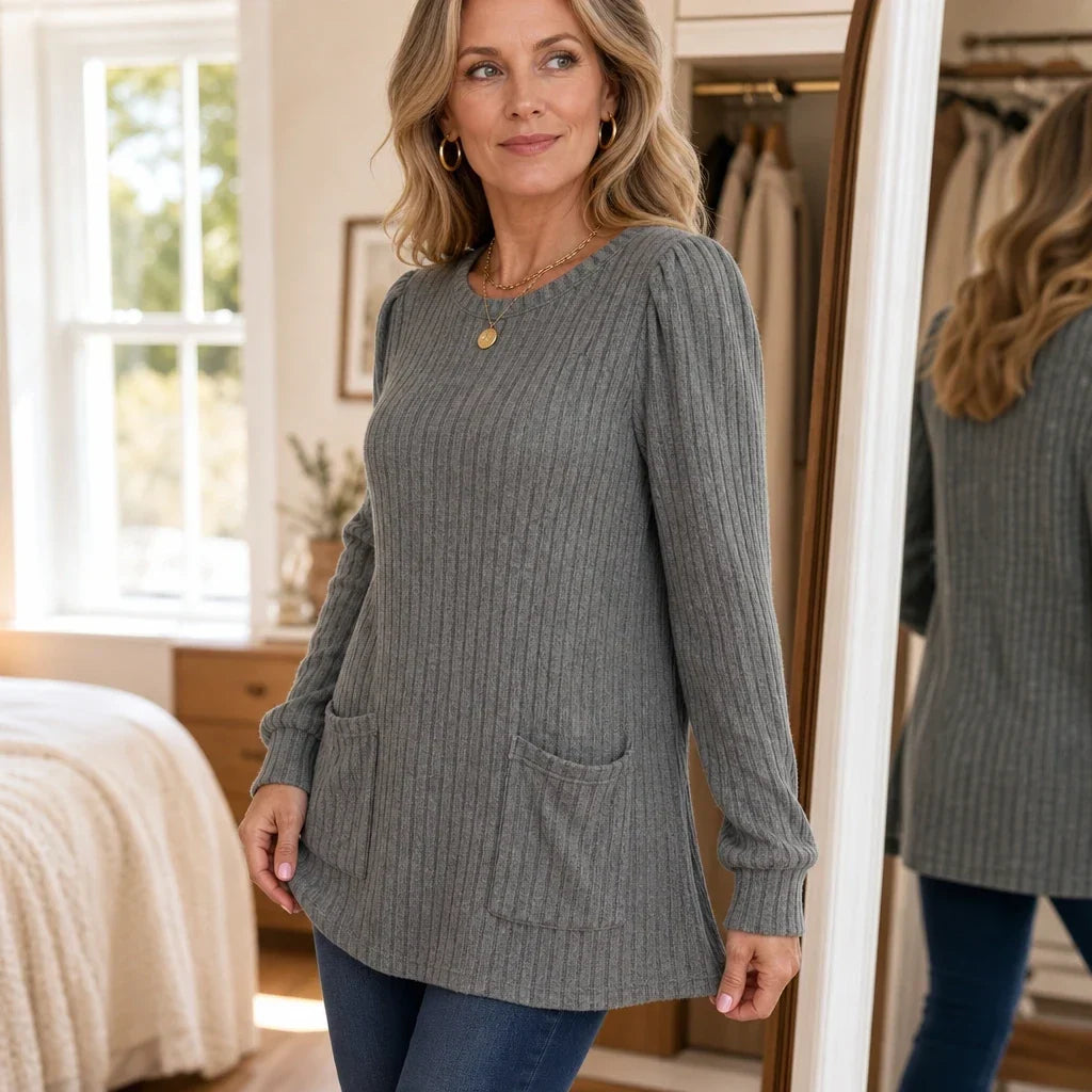 Cozy Rib – Ribbed Knit Tunic With Pockets