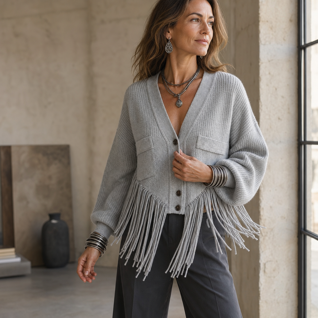Overa – Long Fringe Open-Front Cardigan