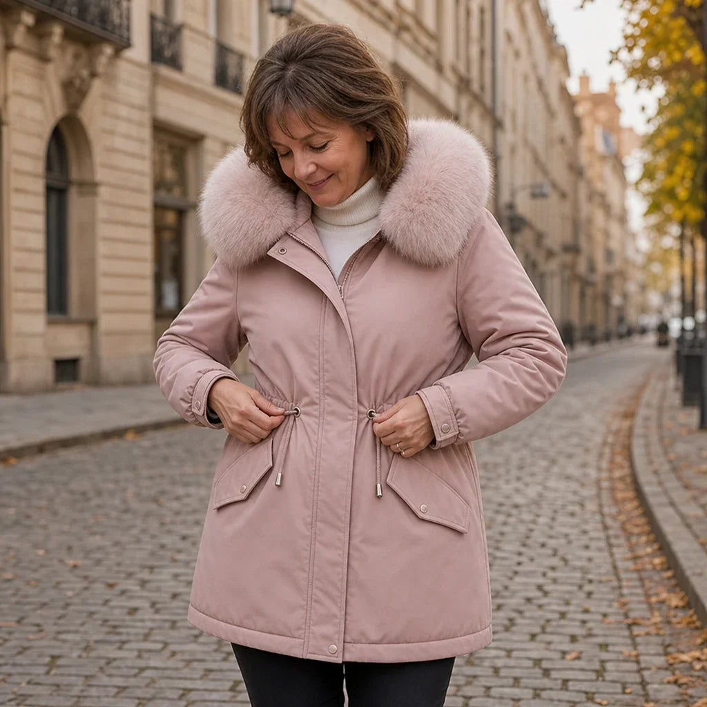 Plushora – Plush Hooded Mid-Length Parka