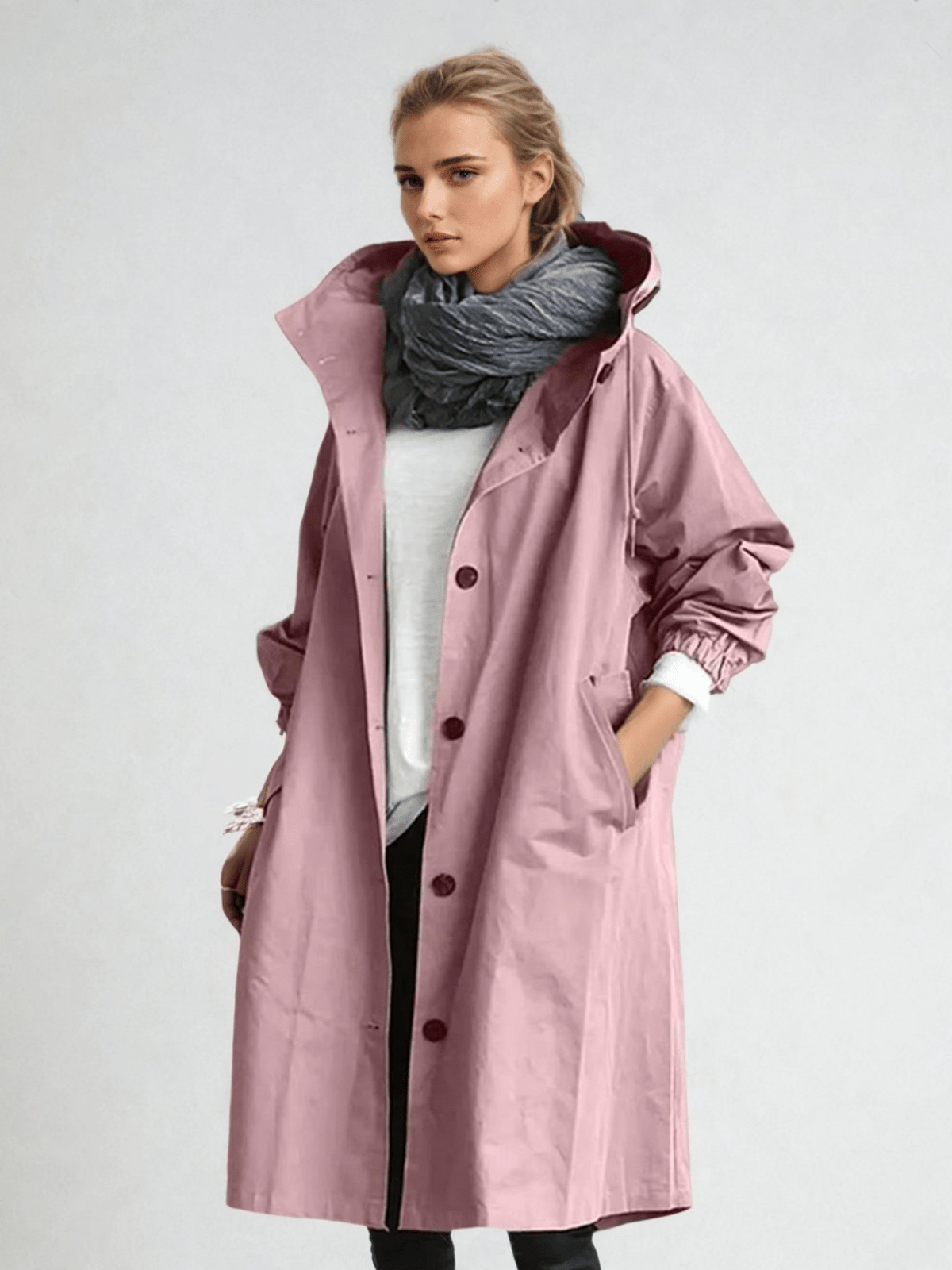 Elise | Water-Repellent Hooded Trench Coat