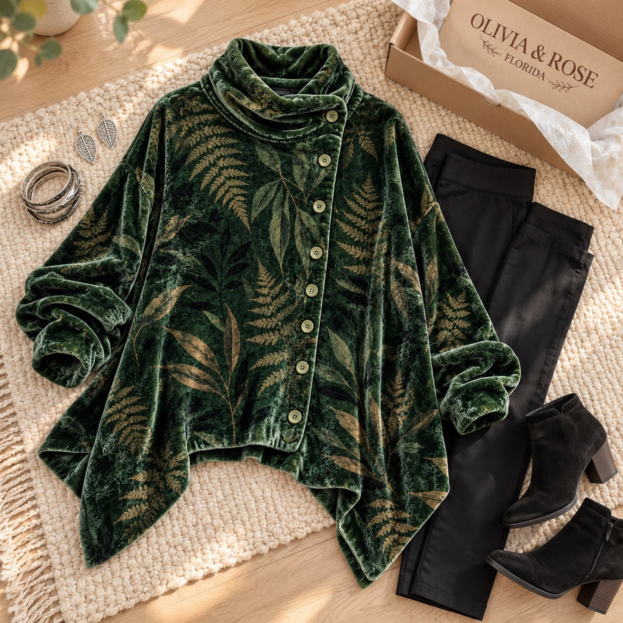 The Chloe velvet tunic with black pants, ankle boots and silver jewelry