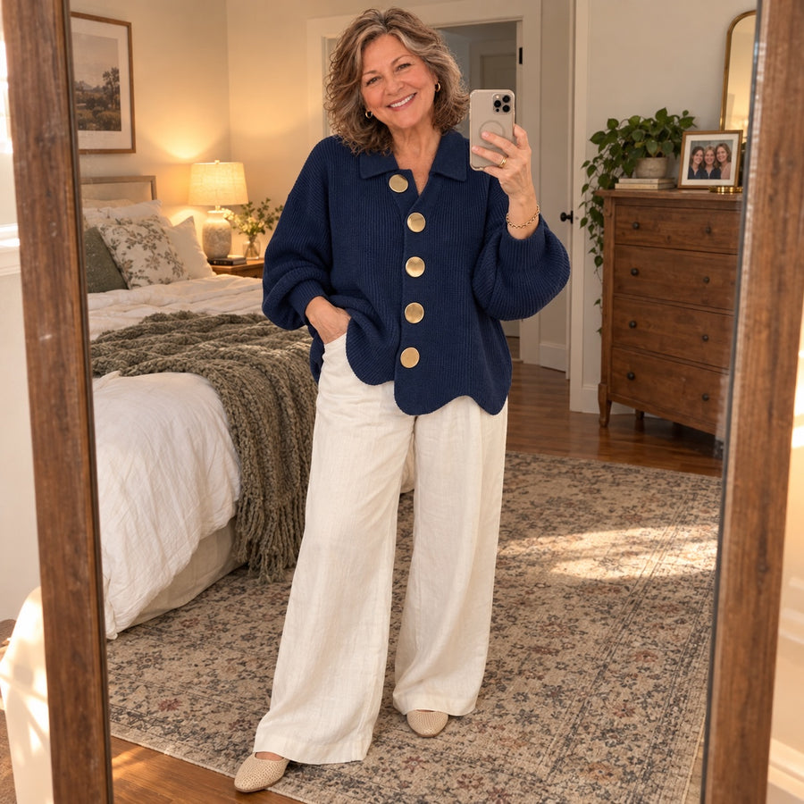 Karina - Oversized Collared Button Cardigan
