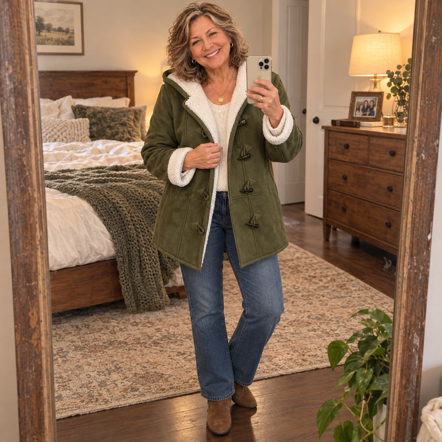 Noemi | Hooded Sherpa Duffle Coat