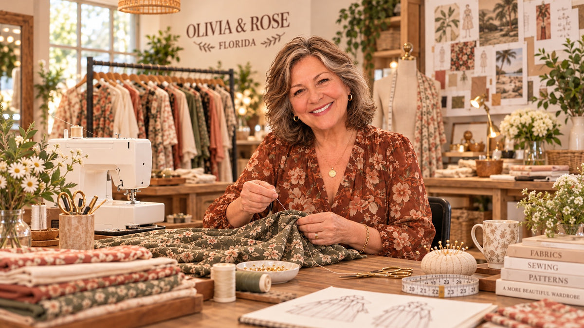 Me at my work table in our boutique here in Florida.