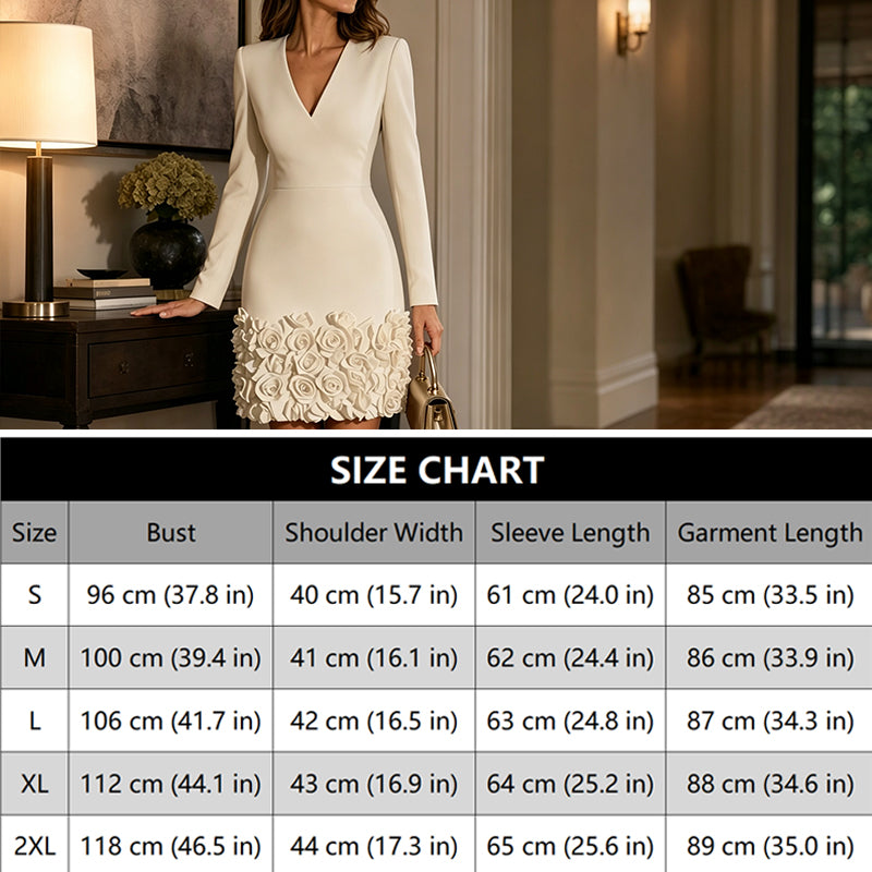 Noelle | Elegant V-Neck Long Sleeve Dress