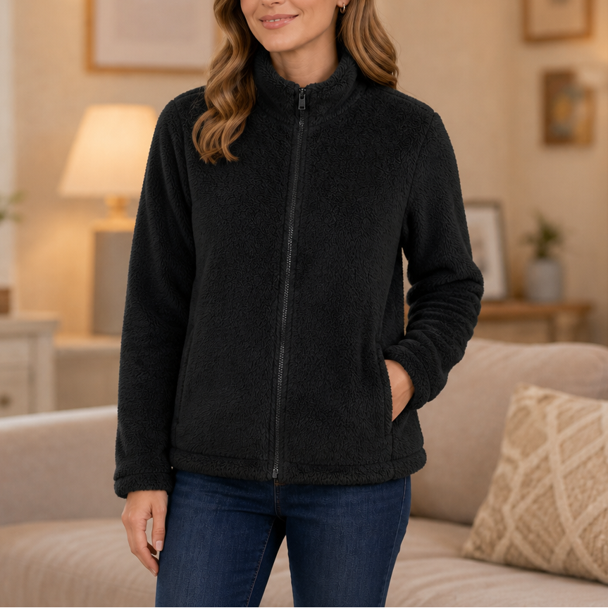 Velora – Plush Fleece Stand-Collar Jacket
