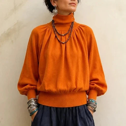 Pleata – Pleated Shoulder Lantern Sleeve Sweater