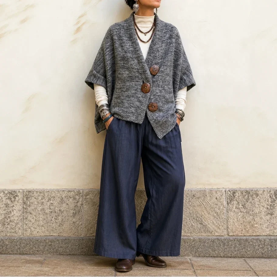 Moravelle – Oversized Button-Front Relaxed Knit Cardigan