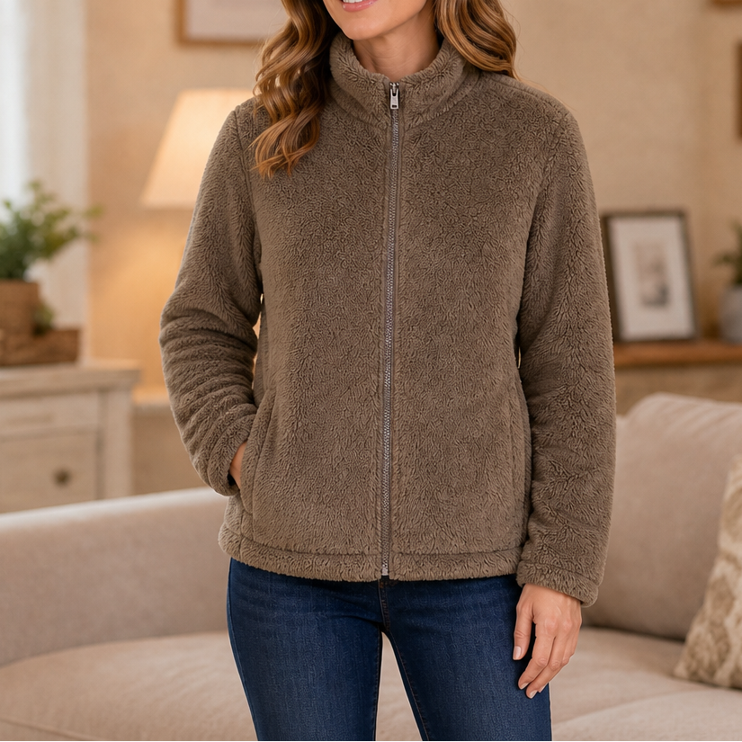 Velora – Plush Fleece Stand-Collar Jacket