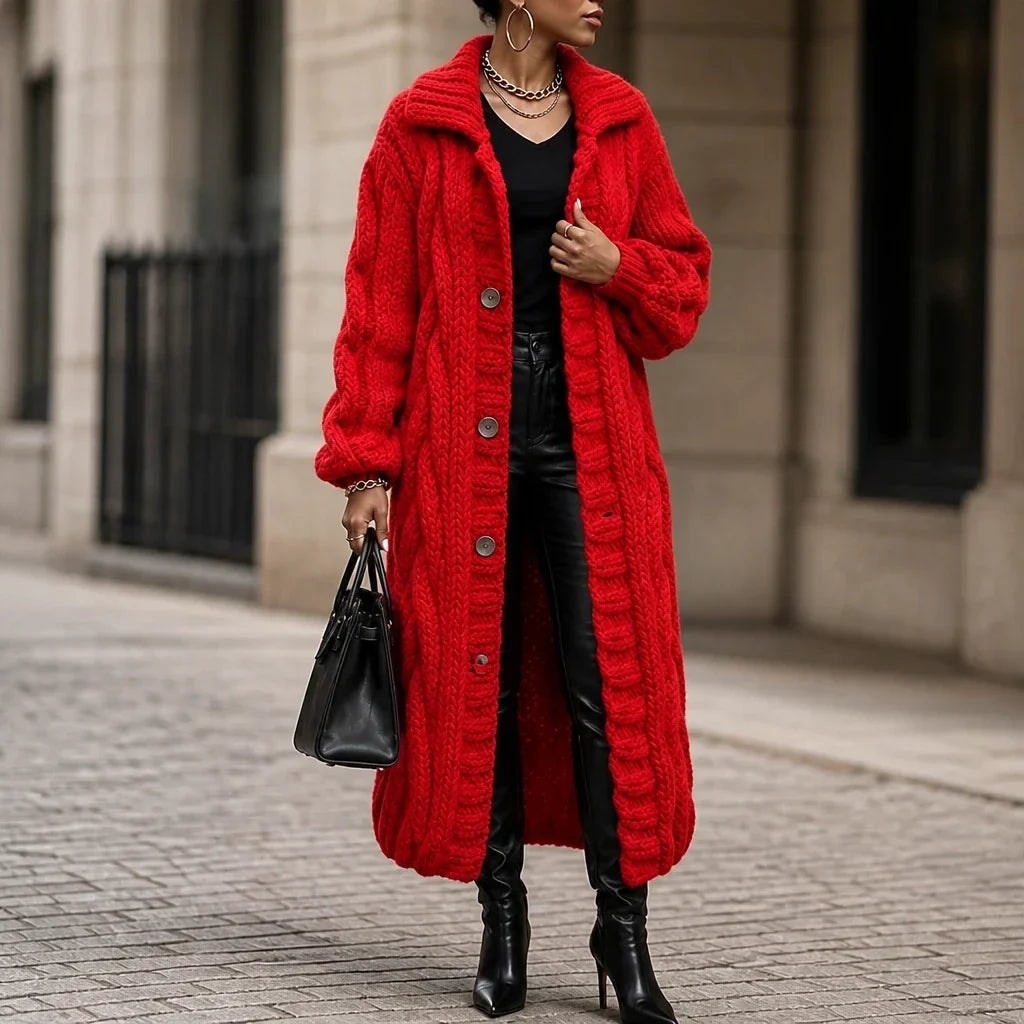 Cablehaven – Oversized Cable-Knit Long Cardigan