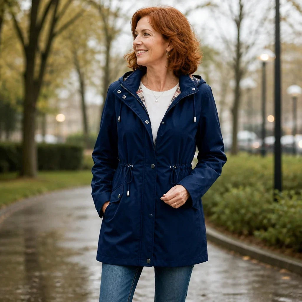 Plaidwell – Detachable Hood Adjustable Waist Rain Jacket