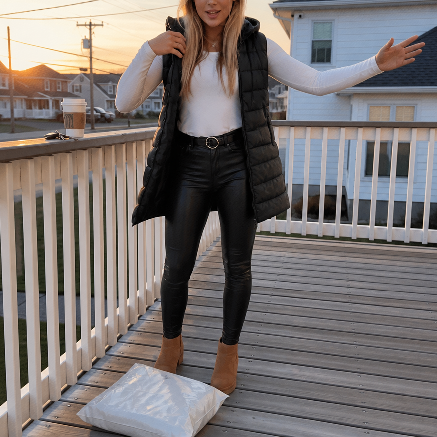 Longbella – Hooded Longline Quilted Puffer Vest