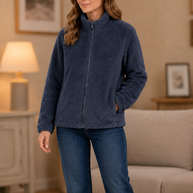 Velora – Plush Fleece Stand-Collar Jacket