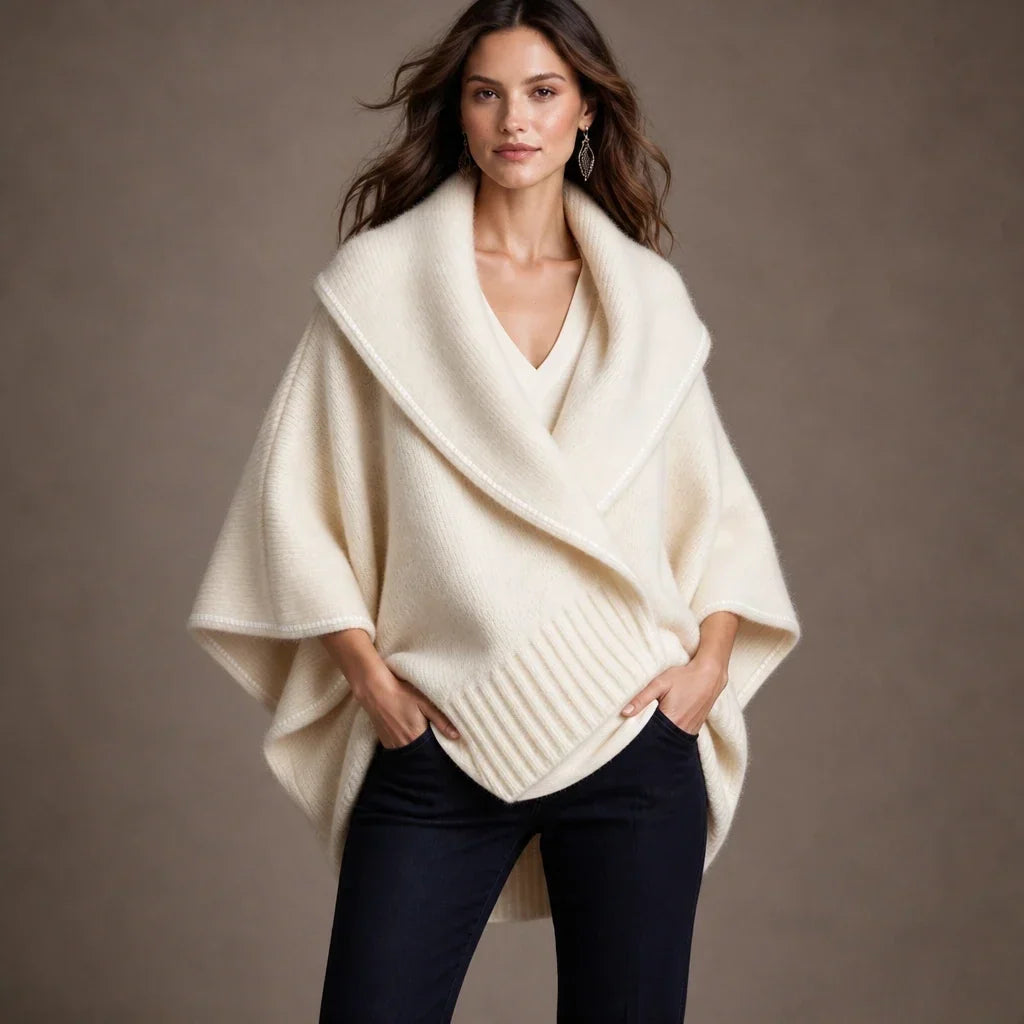 Drapella – Contrast-Trim Draped Knit Cardigan