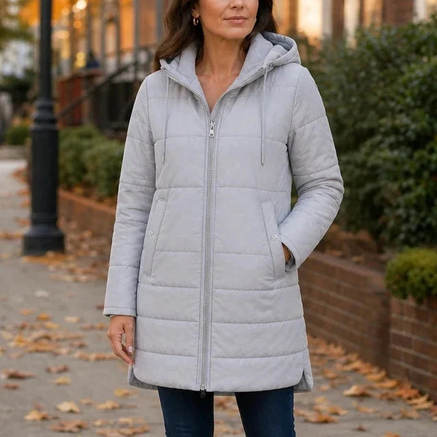 Vellora – Long Quilted Hooded Winter Coat