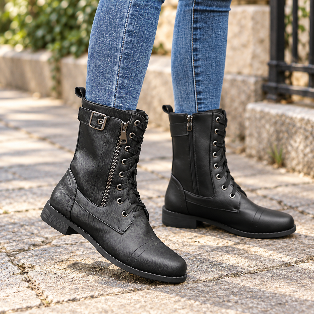 Amarah – Lace-Up Side-Zip Ankle Boots