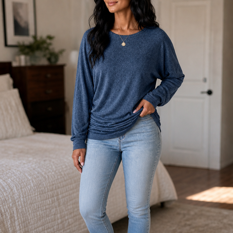 Ruchelle – Side-Ruched Batwing Knit Sweater