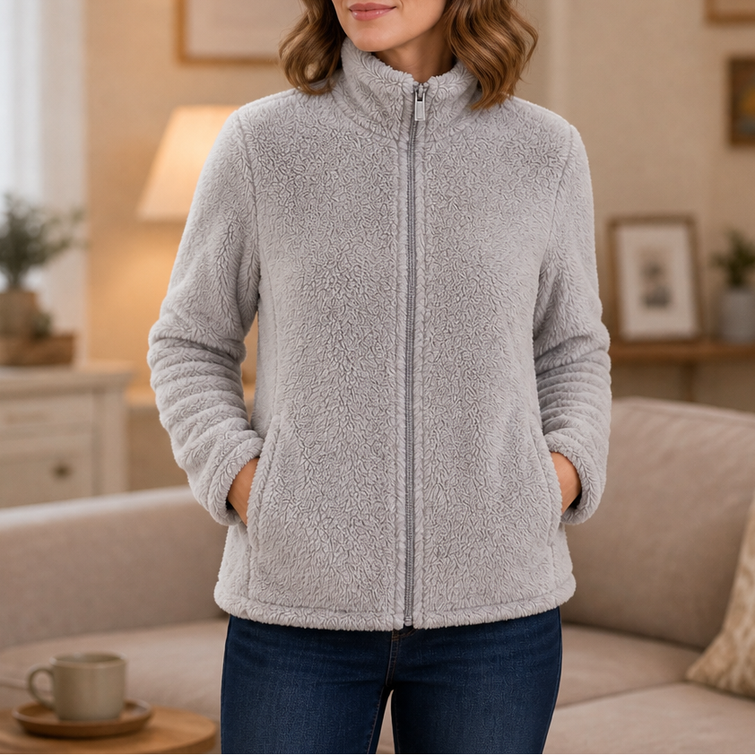 Velora – Plush Fleece Stand-Collar Jacket