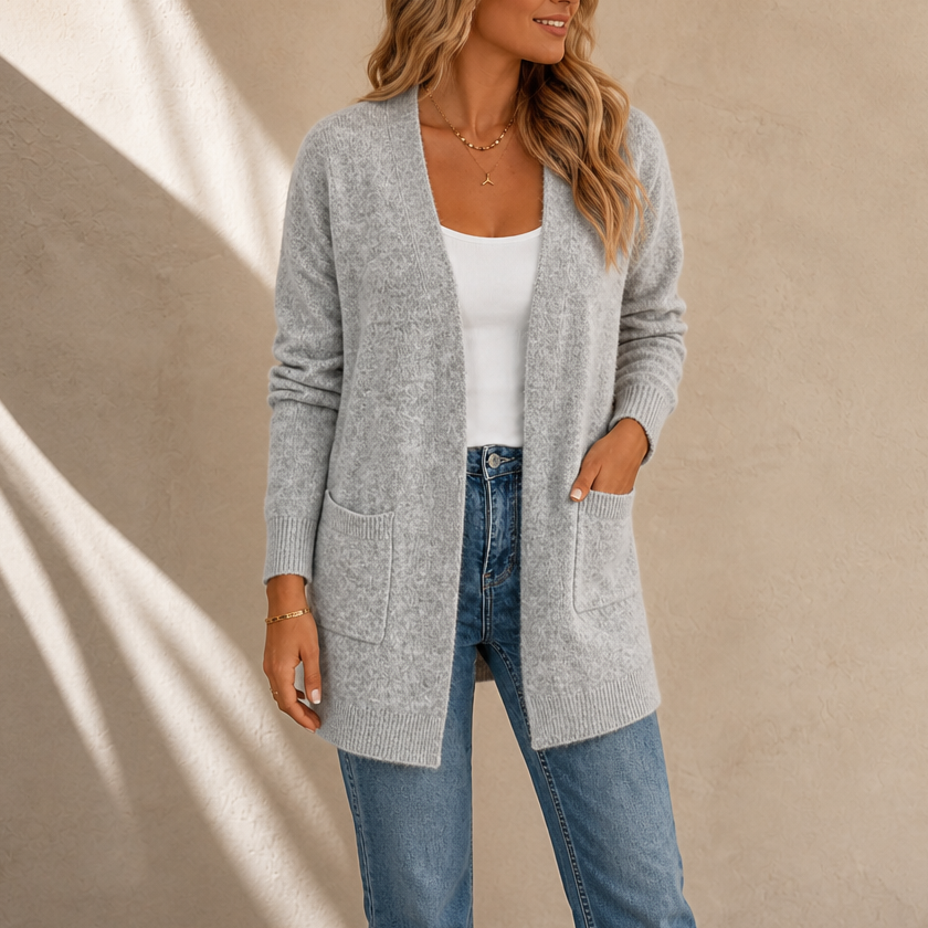 Mayfield – Longline Open-Front Wool Knit Cardigan