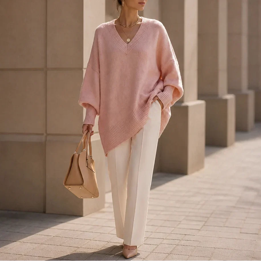 Mayfield – Oversized V-Neck Knit Sweater