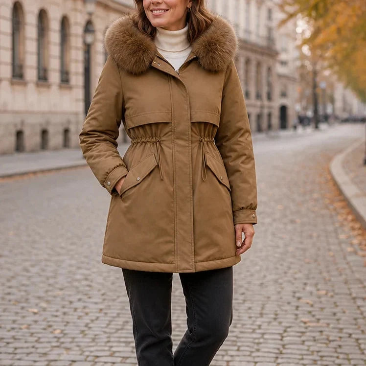 Plushora – Plush Hooded Mid-Length Parka