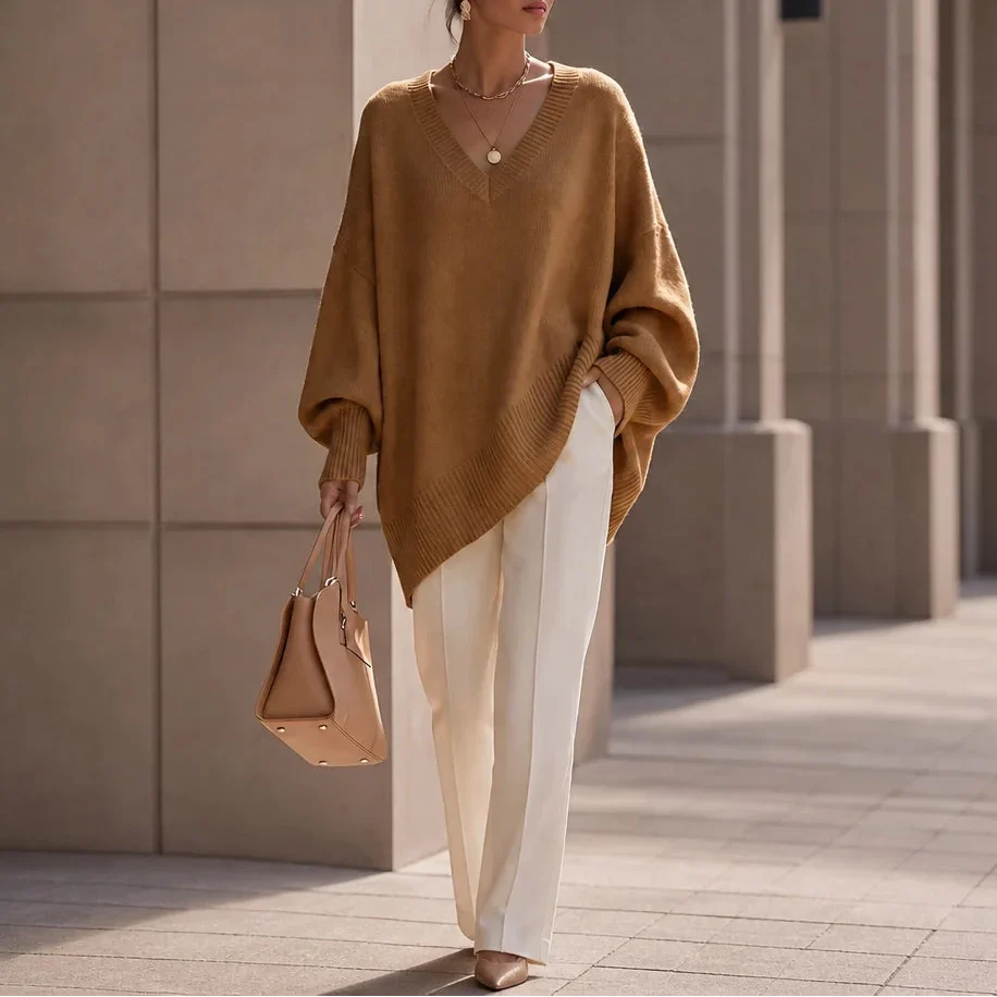 Mayfield – Oversized V-Neck Knit Sweater