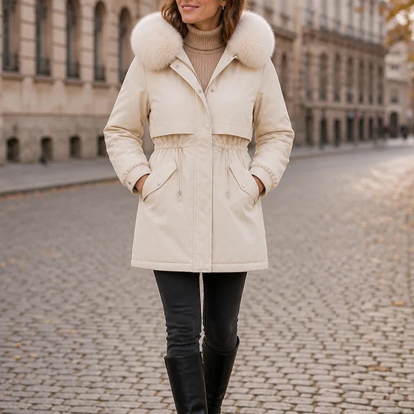 Plushora – Plush Hooded Mid-Length Parka