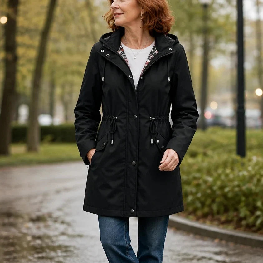 Plaidwell – Detachable Hood Adjustable Waist Rain Jacket