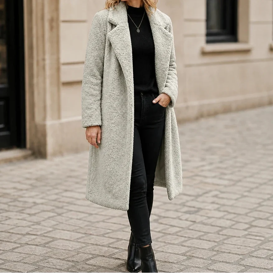 Veloura – Long Teddy Lapel Coat
