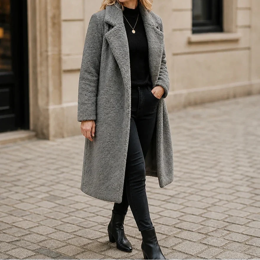 Veloura – Long Teddy Lapel Coat