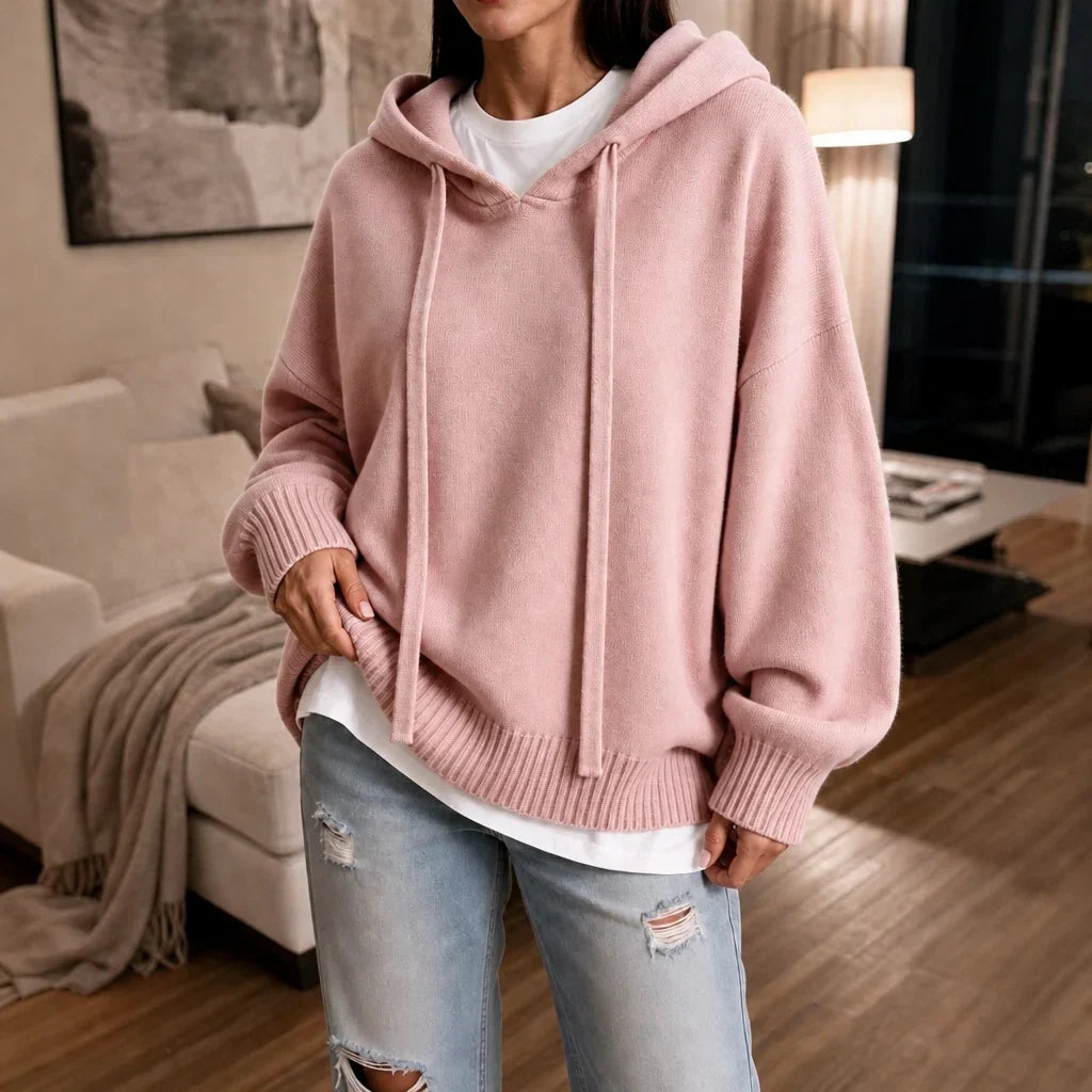 Easewell – Dropped-Shoulder Knit Hoodie